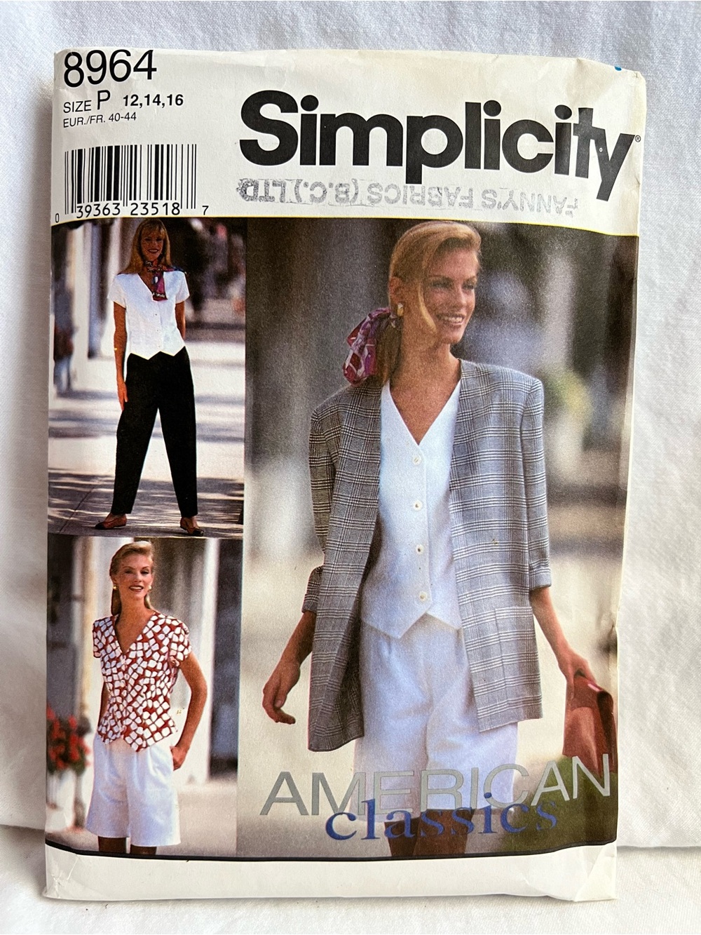 Simplicity 8964 American Classics Sewing Pattern Blazer Vest Shorts Pants Uncut